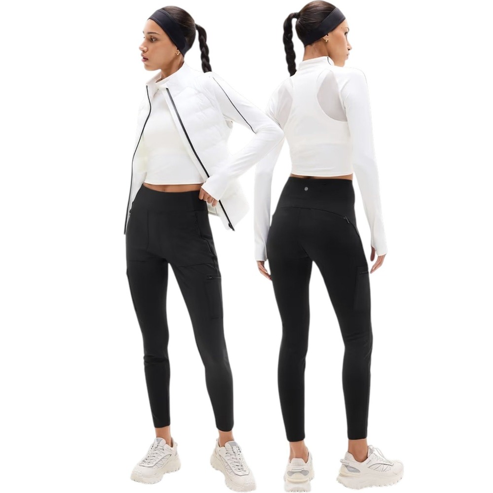 Athleta Headlands Hybrid Cargo Leggings Black High Rise Hiking Trail Gorpcore 0